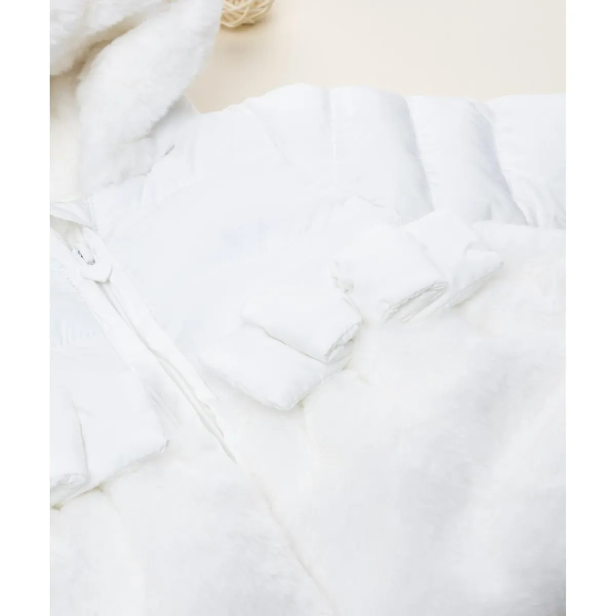 Outlet Abrigo acolchado niña blanco con inserto de peluche Recién Nacido·Primeras Salidas|Primeras Salidas·Abrigos Y Plumíferos
