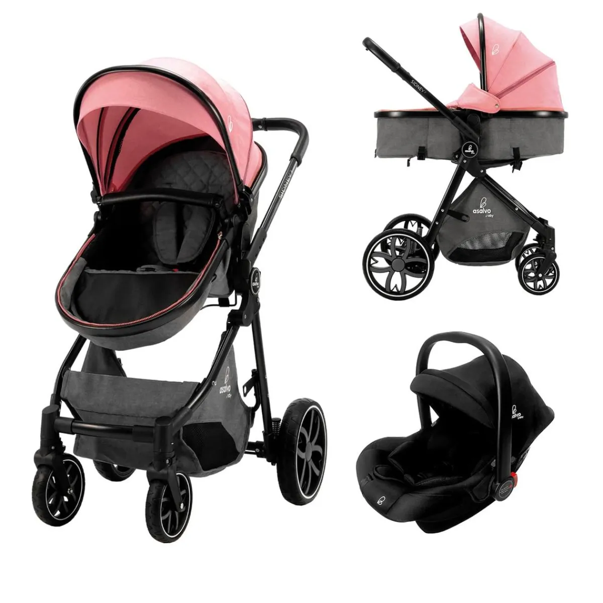 Clearance - Trío convertible Sidney 2 Rosa Trío Y Accesorios·Trío Y Dúo