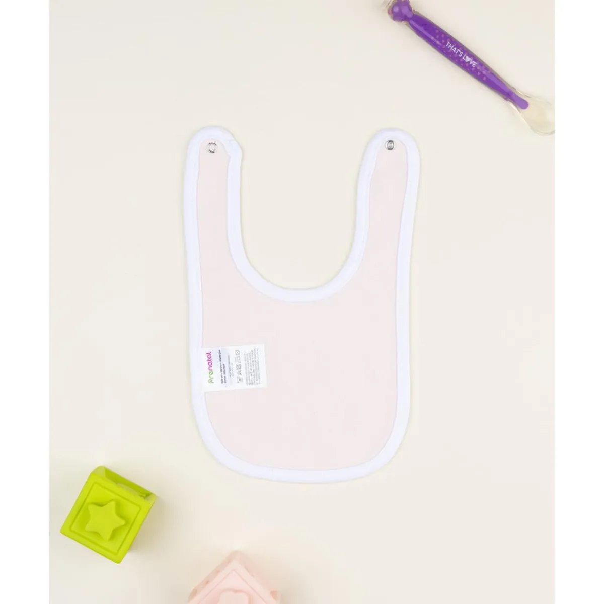 Babero rosa claro para bebé con estampado blanco*Prenatal