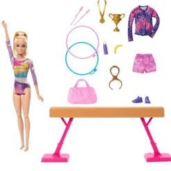 Barbie - Conjunto Muñeca Gimnasta con Barra y Accesorios ㅤ*MATTEL Outlet