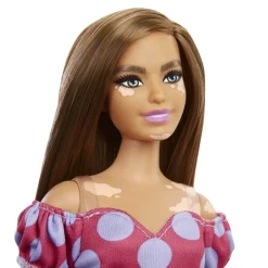 Online - Muñeca Fashionista Curvy Vitiligo - Vestido de lunares Muñecas