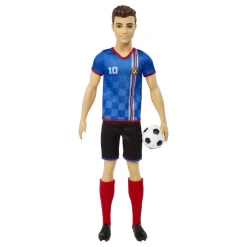 Sale Barbie - Muñeco Ken Futbolista Camiseta Azul Muñecas