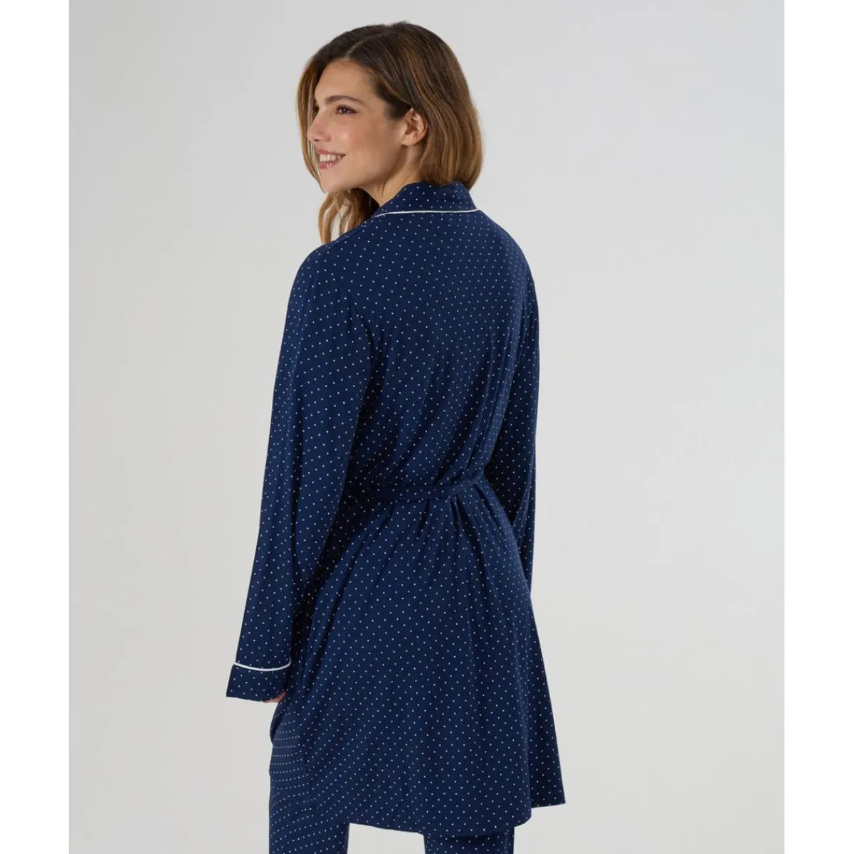 Bata Premamá Azul con Estampado de Puntos*Prenatal
