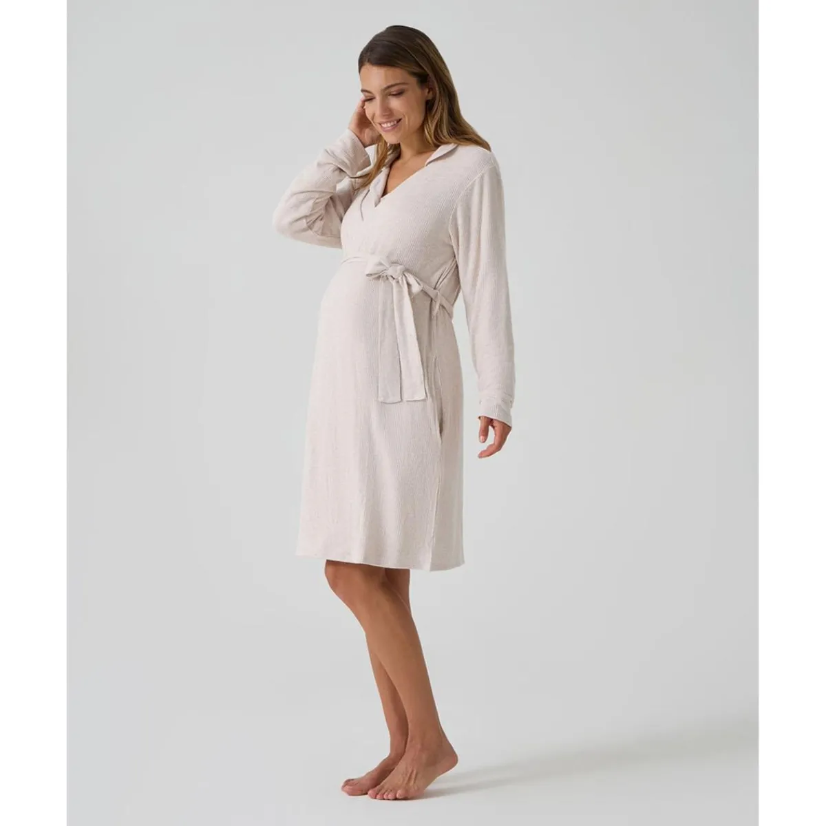Best Bata premamá beige punto efecto tricot Premamá·Íntimo Y Noche|Íntimo Y Noche·Batas