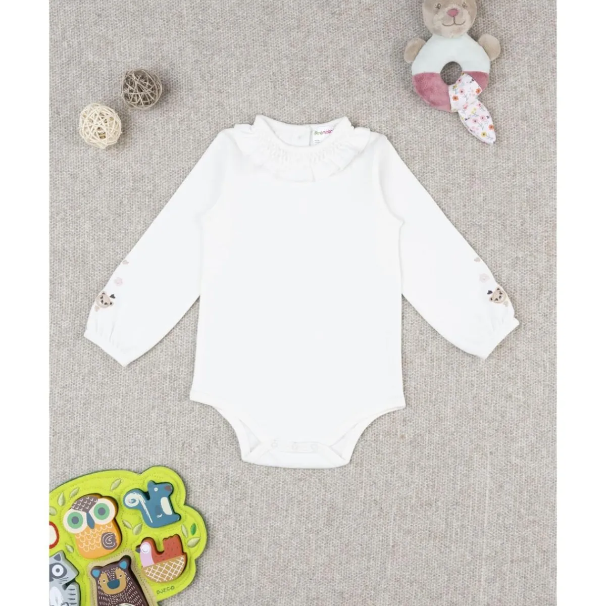 Body de niña blanco con estampado de ositos*Prenatal Best