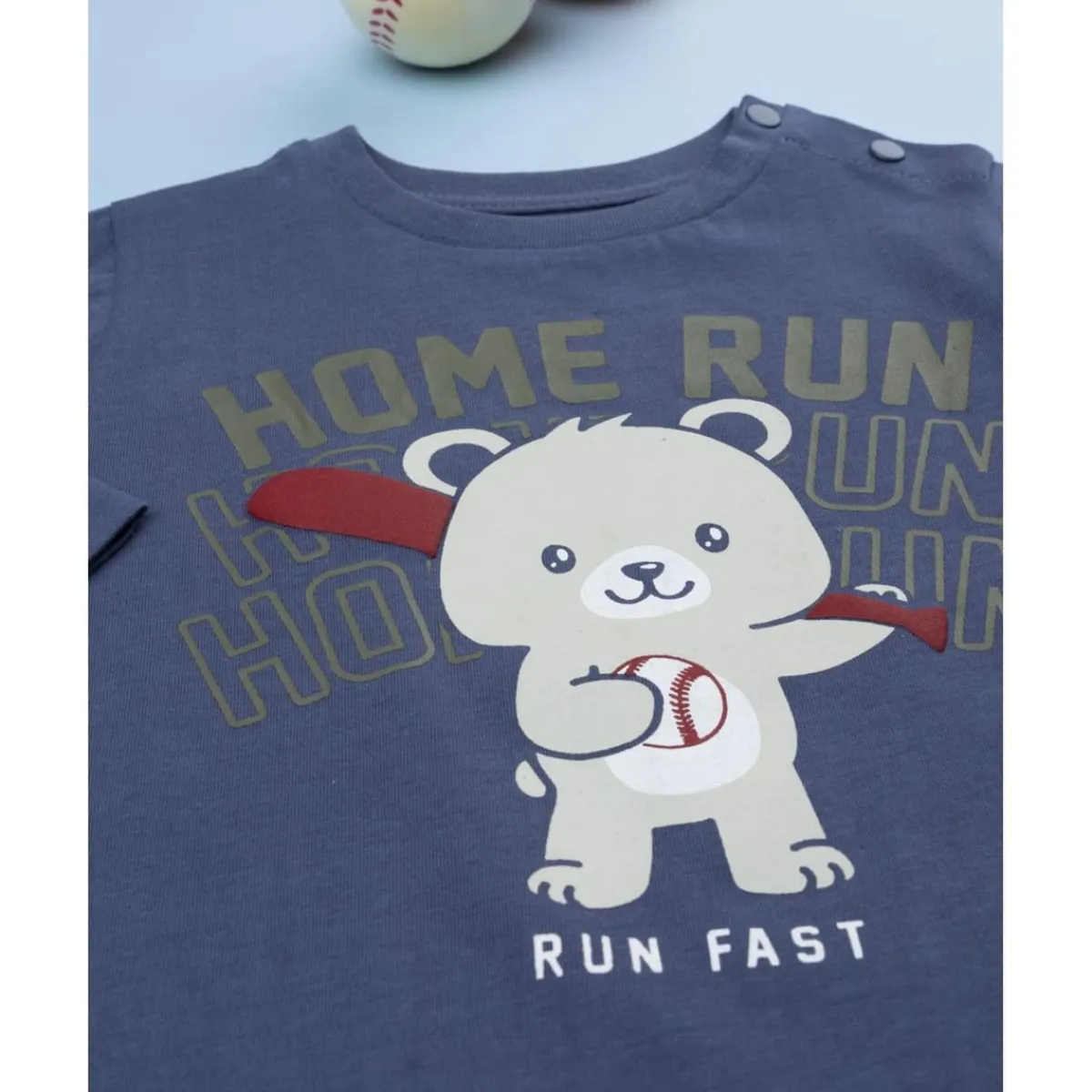 New Camiseta azul con estampado "Run Fast" Niño·Bebé Niño 3-36 Meses|Bebé Niño 3-36 Meses·Camisas Y Camisetas