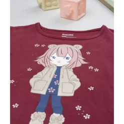 Camiseta burdeos de niña con osito Niña·Niña 2-10 Años|Niña 2-10 Años·Camisas Y Camisetas