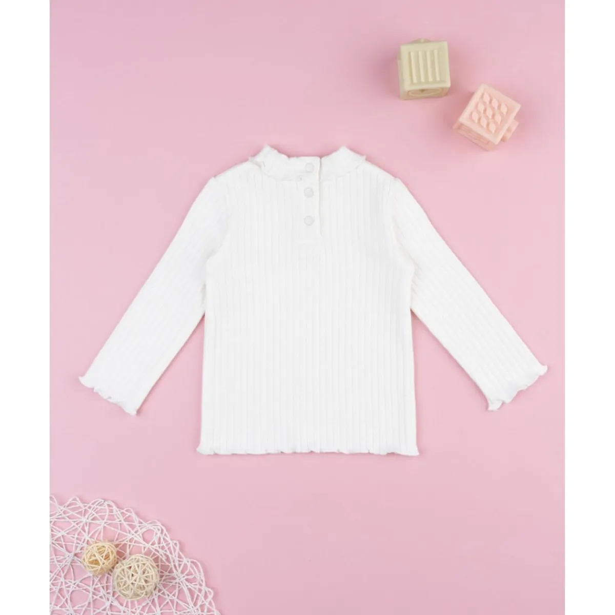 New Camiseta cuello alto canalé blanca niña Niña·Bebé Niña 3-36 Meses|Bebé Niña 3-36 Meses·Jerséis Y Cardigans