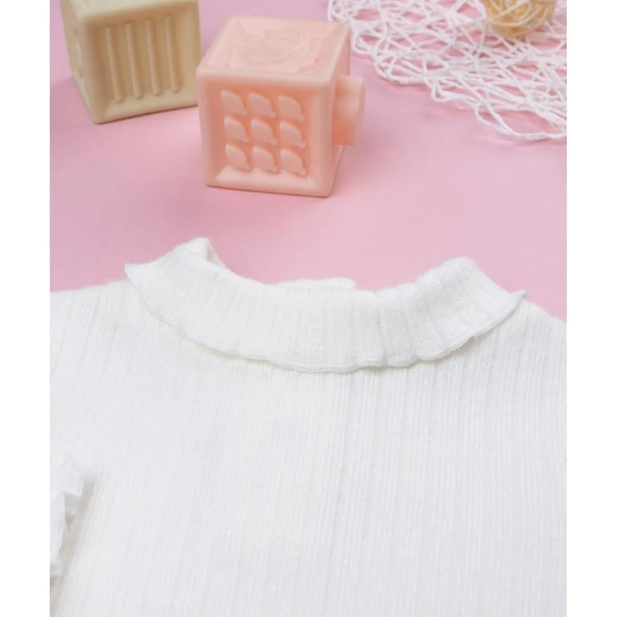 New Camiseta cuello alto canalé blanca niña Niña·Bebé Niña 3-36 Meses|Bebé Niña 3-36 Meses·Jerséis Y Cardigans