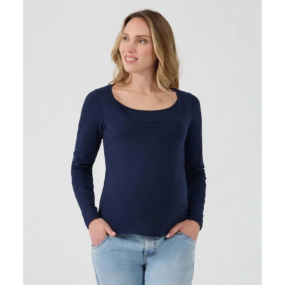Online Camiseta de lactancia azul en jersey de algodón Moda·Camisetas|Premamá·Moda
