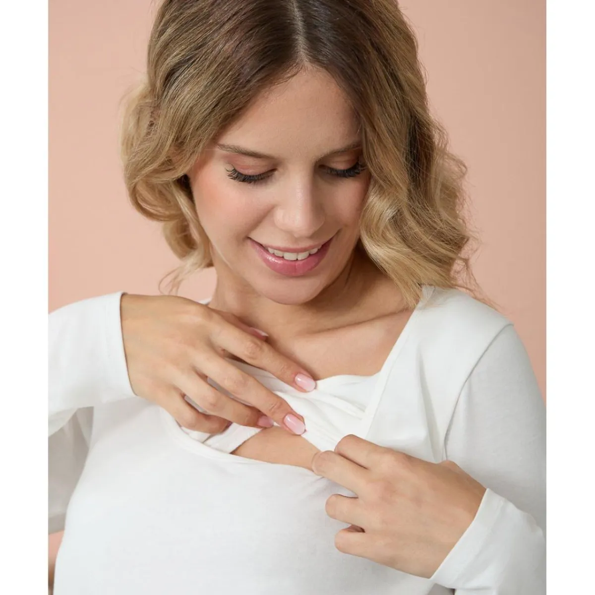 Sale Camiseta de lactancia blanca de jersey de algodón Moda·Camisetas|Premamá·Moda