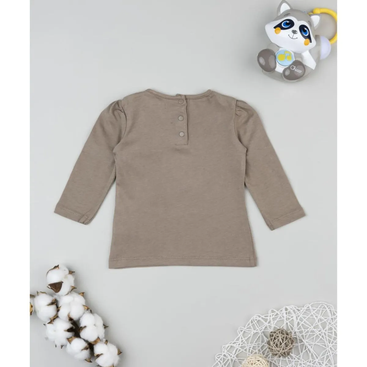 Camiseta marrón de manga larga para niña con estampado "Cute Bear"*Prenatal