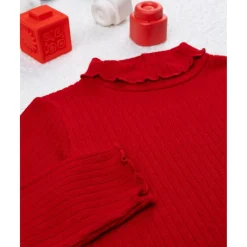 Camiseta niña roja de canalé*Prenatal Clearance