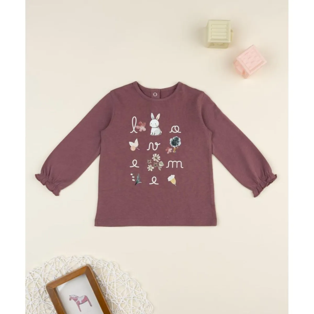 Camiseta niña rosa oscuro con estampado*Prenatal Online