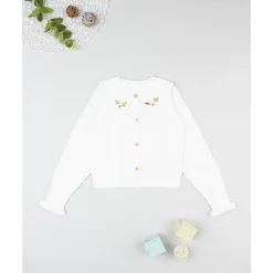 Cardigan blanco con bordados para niña*Prenatal New