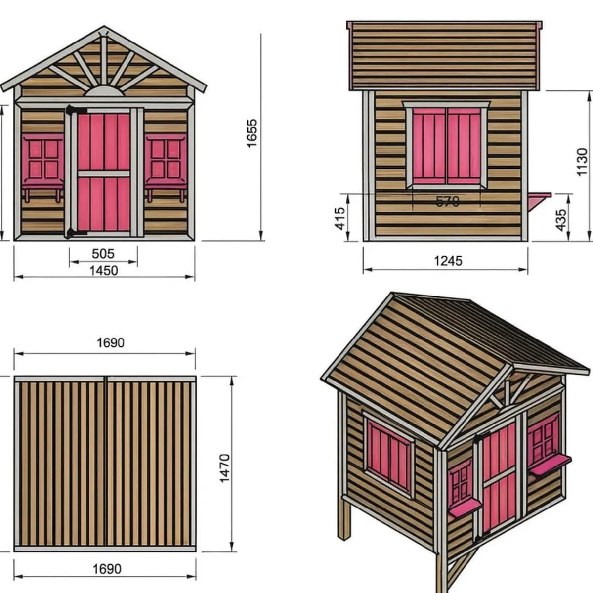 Casita Visby elevada 60 cm Rosa*MASGAMES Discount
