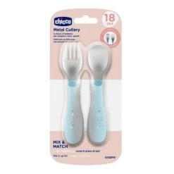 - Set de Cubiertos Acero Inoxidable 18M - Azul*CHICCO Hot