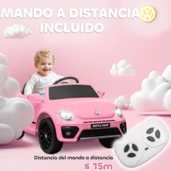 Best Coche eléctrico Volkswagen Beetle Rosa Vehículos De Batería O A Pedales