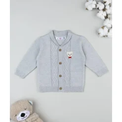 Cárdigan bebé gris con parche*Prenatal Clearance