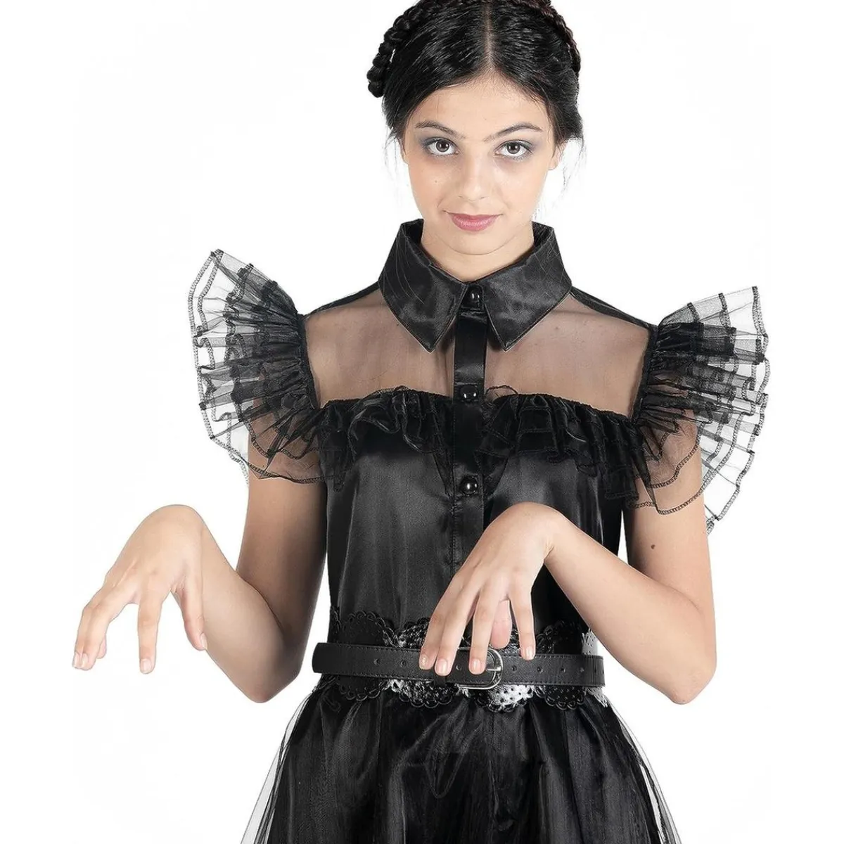 Disfraz color negro estilo Wednesday Addams, 152cm*ABYSSE CORP Clearance