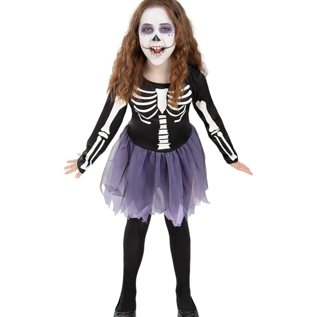 Disfraz de esqueleto niña 3-4 años*Funidelia Online