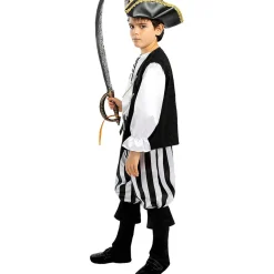 New Disfraz de pirata a rayas para niño- Colección blanca y negra 5-6 años Halloween|Disfraces