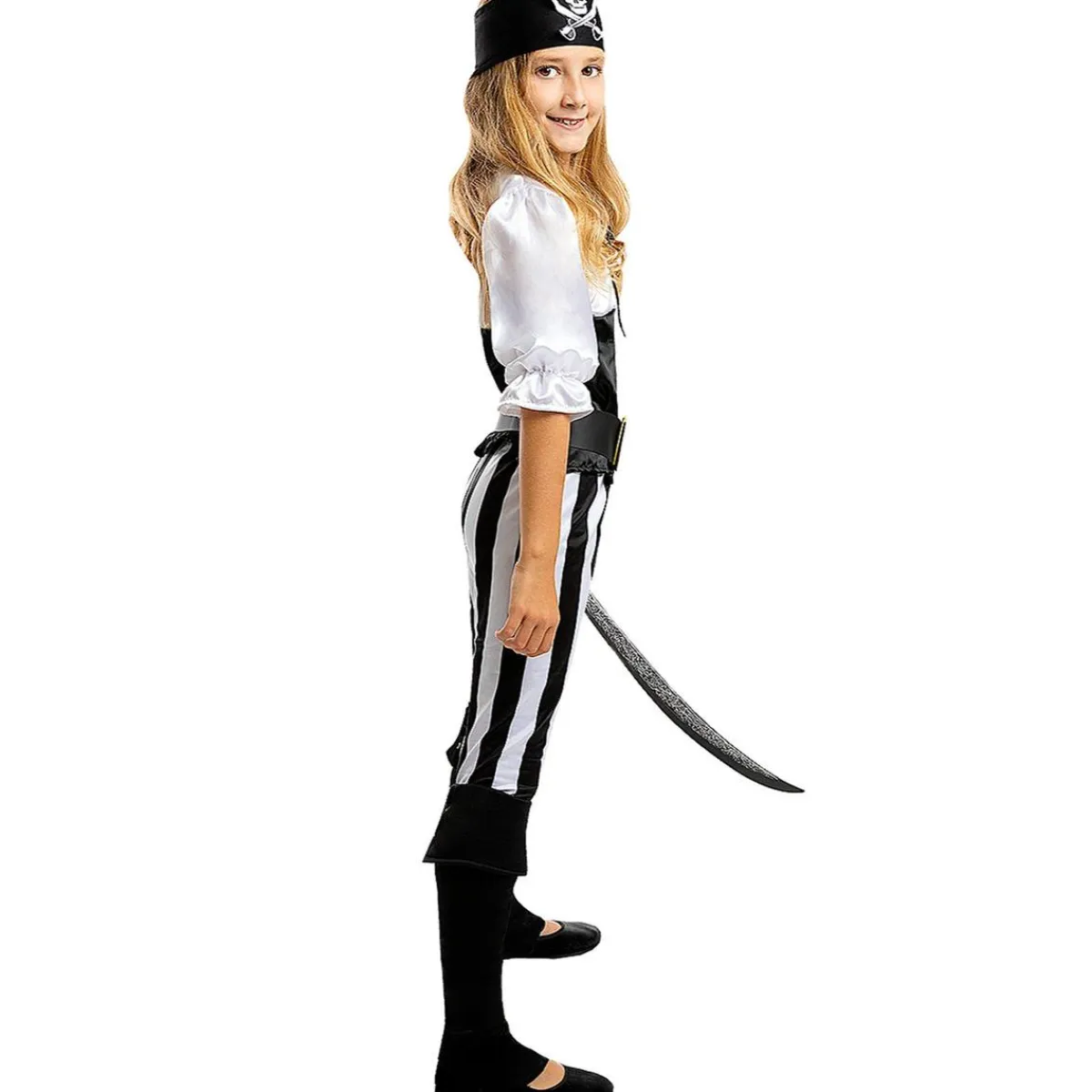 Online Disfraz de pirata a rayas para niña- Colección blanca y negra 10-12 años Halloween|Disfraces