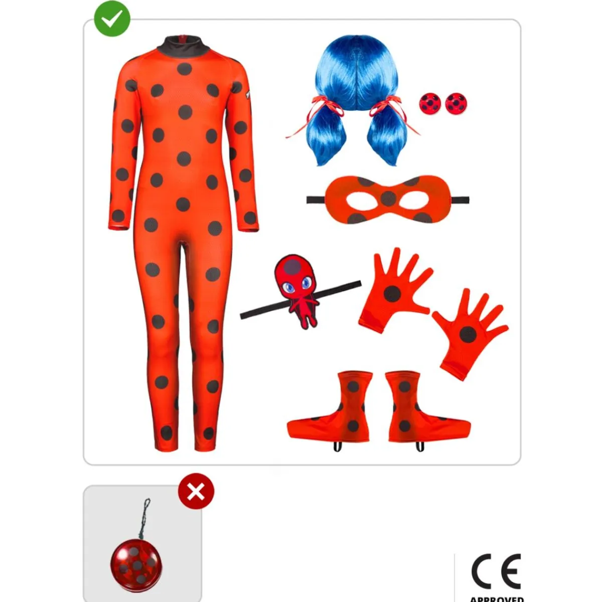 Disfraz Miraculous Ladybug con accesorios niña 3-4 años*Funidelia Online
