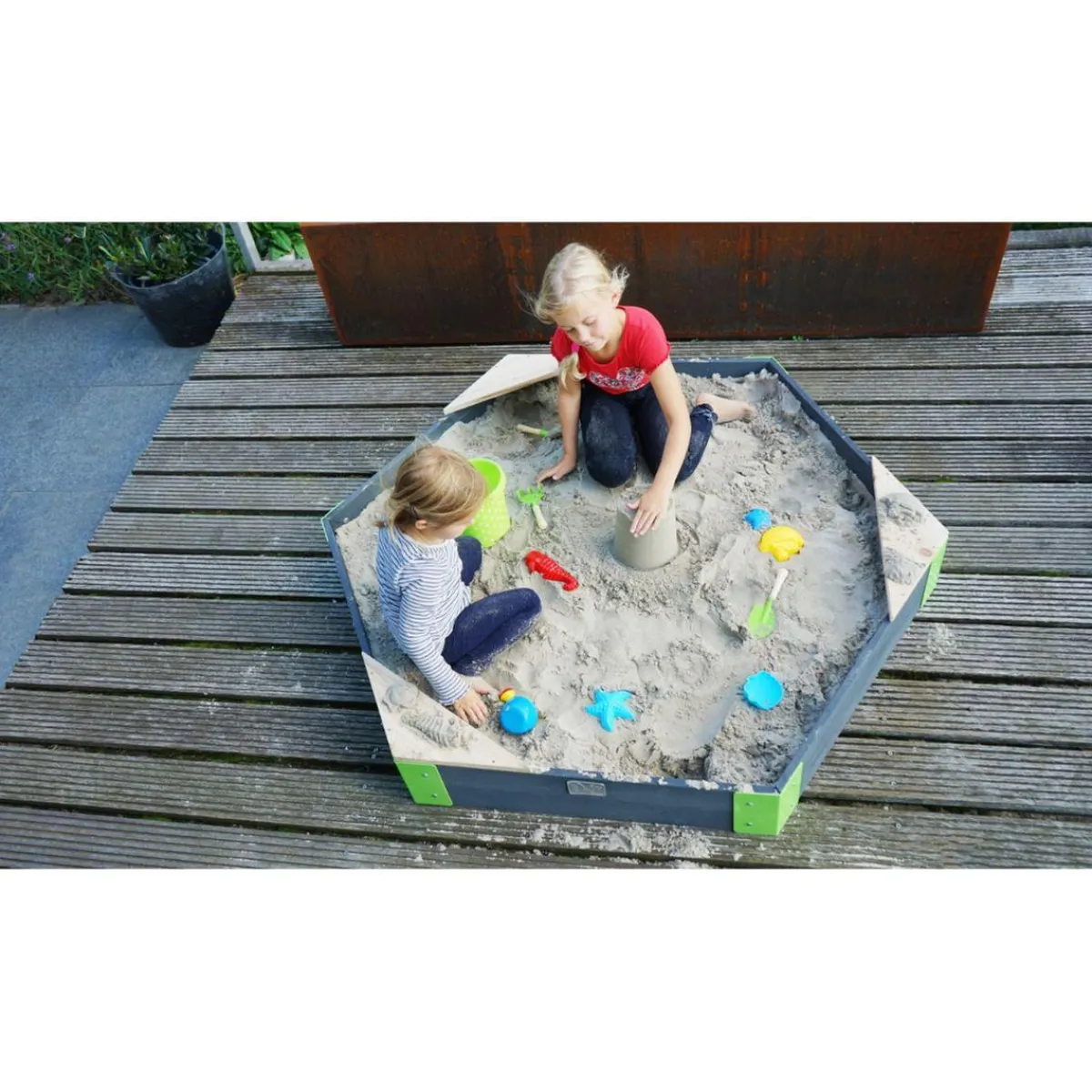 Exit - Arenero de madera Aksent Hexágono 160 x 140 cm*Exit Toys Outlet
