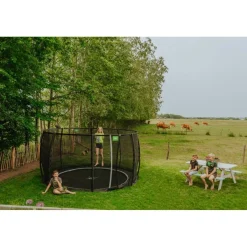 Exit - Cama elástica de suelo Dynamic 305 cm negro con red de seguridad*Exit Toys Outlet