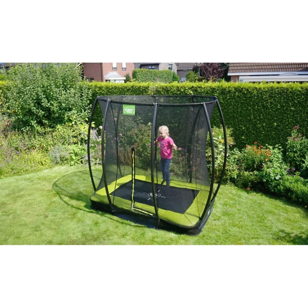 Exit - Cama elástica Silhouette rectangular de suelo verde 153 cm*Exit Toys Hot