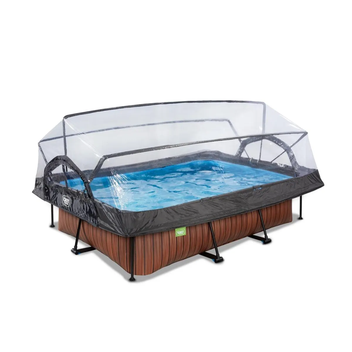 New Exit - Piscina aspecto madera 220 x 150 x 60 cm con bomba de filtro y cúpula Piscinas|Juguetes De Verano