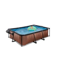 New Exit - Piscina aspecto madera 220 x 150 x 60 cm con bomba de filtro y cúpula Piscinas|Juguetes De Verano