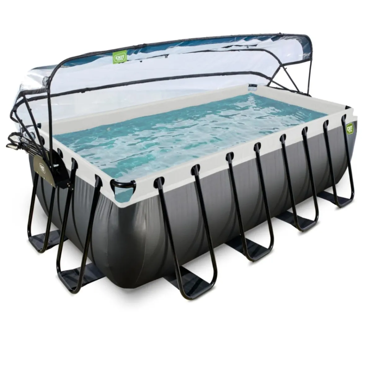 Outlet Exit - Piscina Black Leather 400 x 200 x 122 cm con filtro de arena, cúpula y bomba de calor Piscinas|Juguetes De Verano