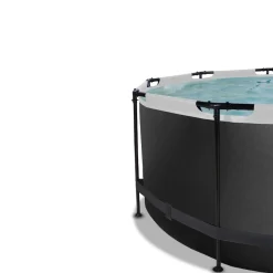 Exit - Piscina Black Leather diámetro 360 x 122 cm con filtro de arena, cúpula y bomba de calor*Exit Toys Sale