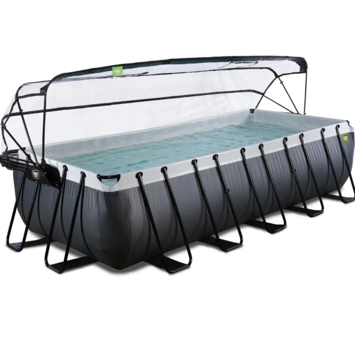 Exit - Piscina Black Leather 540 x 250 x 122 cm con filtro de arena, cúpula y bomba de calor*Exit Toys Online