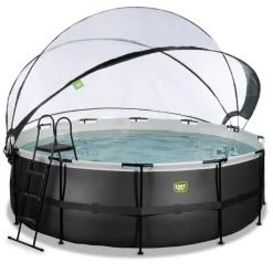 Clearance Exit - Piscina Black Leather diámetro 427 x 122 cm con filtro de arena y cúpula Piscinas|Juguetes De Verano