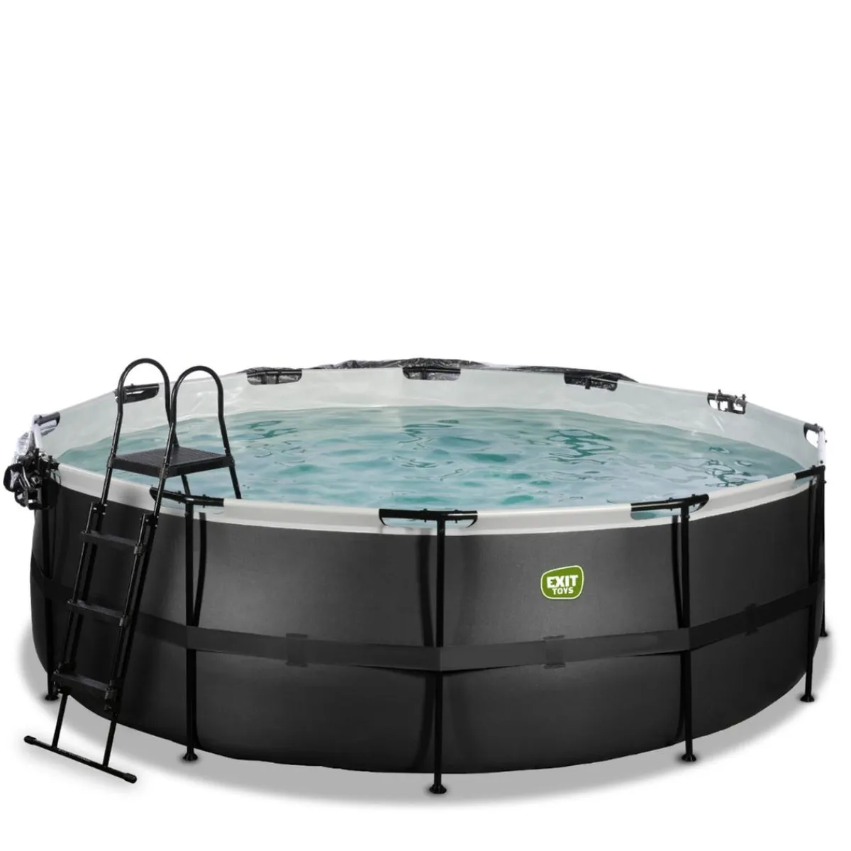 Clearance Exit - Piscina Black Leather diámetro 427 x 122 cm con filtro de arena y cúpula Piscinas|Juguetes De Verano