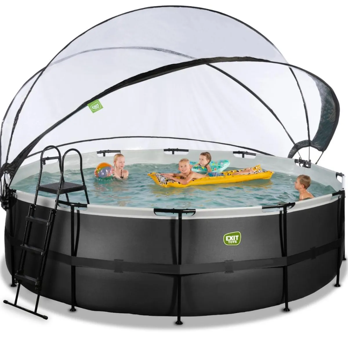 Exit - Piscina Black Leather diámetro 450 x 122 cm con filtro de arena y cúpula*Exit Toys Hot
