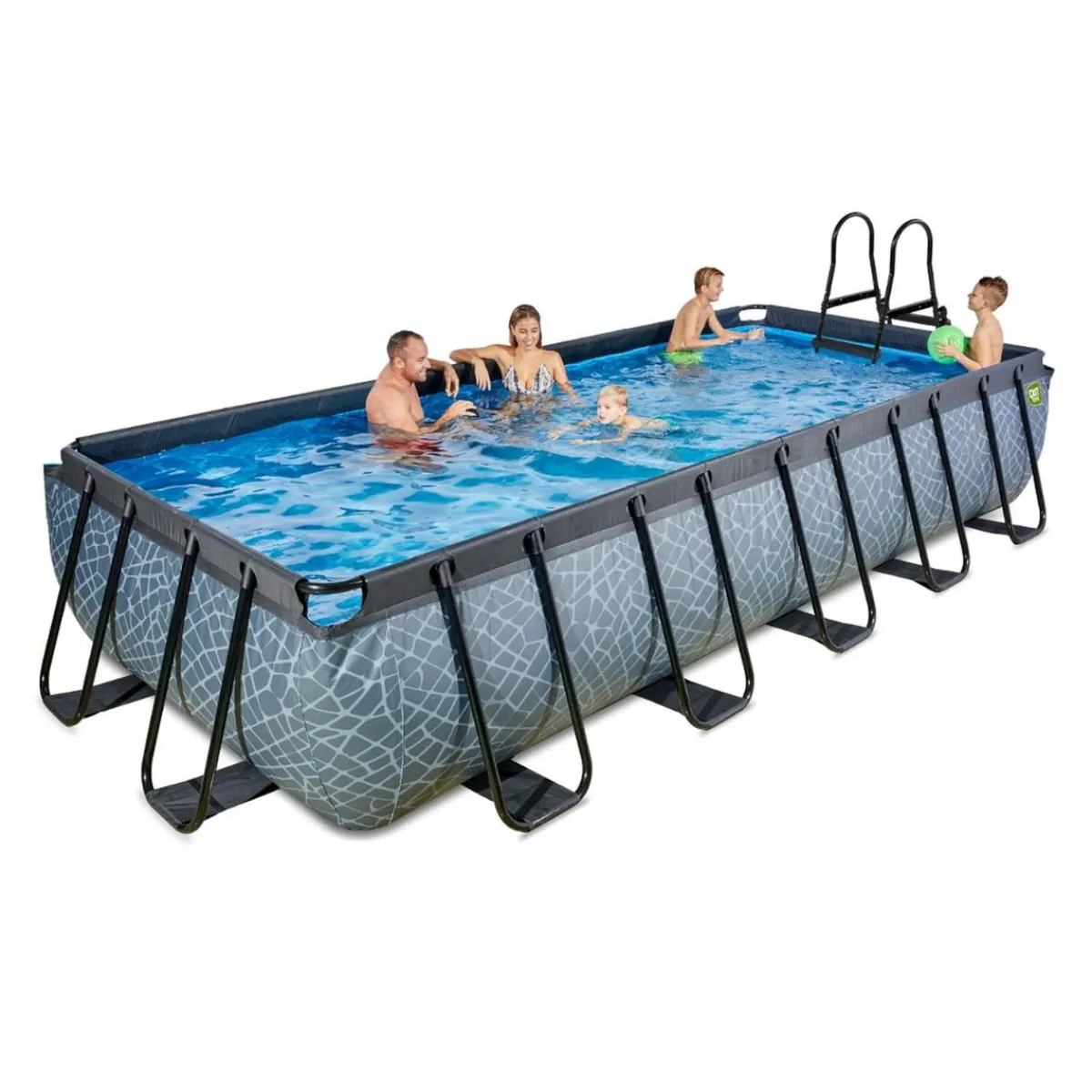 Exit - Piscina Stone gris 540 x 250 x 100 cm con filtro de arena y cúpula*Exit Toys Clearance