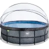 Clearance Exit - Piscina Stone gris diámetro 450 x 122 cm con filtro de arena, cúpula y bomba de calor Juguetes De Verano|Piscinas