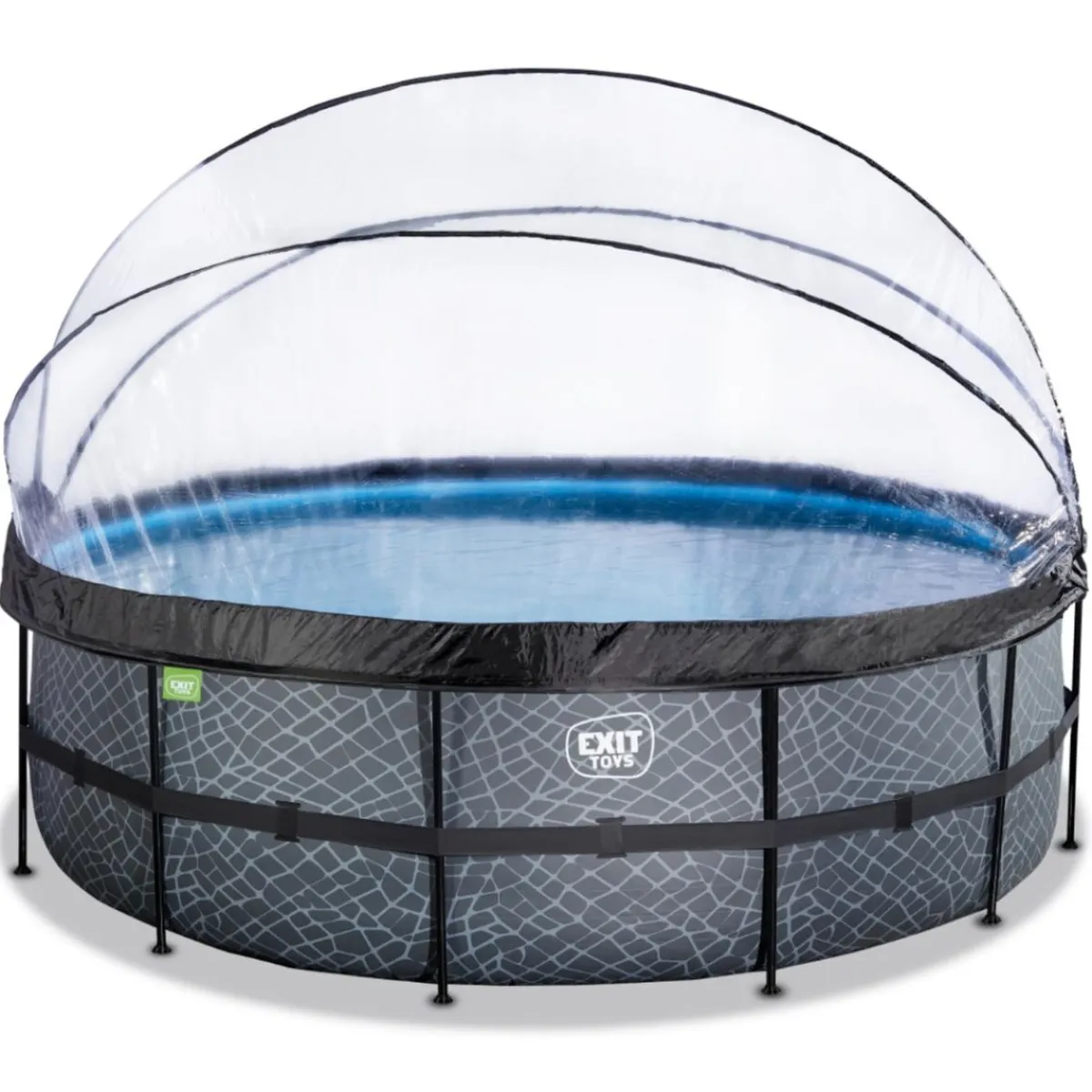 Clearance Exit - Piscina Stone gris diámetro 450 x 122 cm con filtro de arena, cúpula y bomba de calor Juguetes De Verano|Piscinas