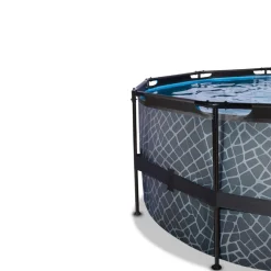 Exit - Piscina Stone gris diámetro 427 x 122 cm con filtro de arena y cúpula Piscinas|Juguetes De Verano