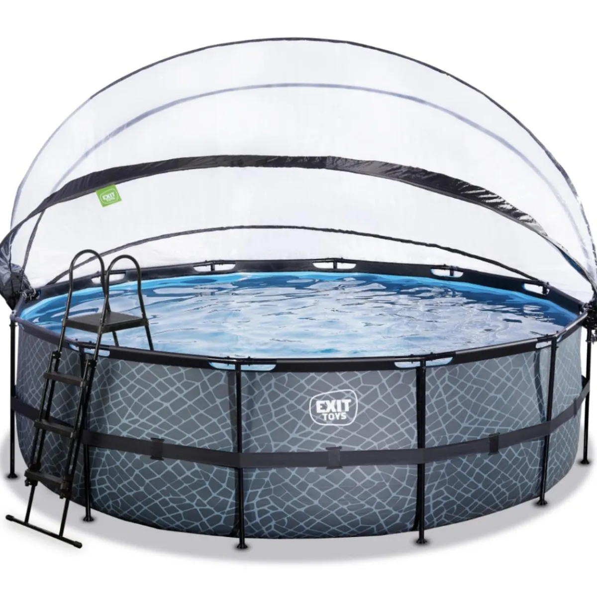 Online Exit - Piscina Stone gris diámetro 450 x 122 cm con filtro de arena y cúpula Piscinas|Juguetes De Verano
