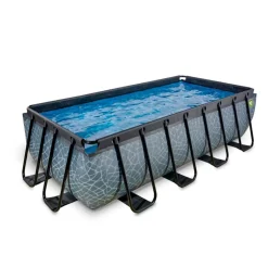 New Exit - Piscina Stone gris 400 x 200 x 100 cm con filtro de cartucho Piscinas|Juguetes De Verano