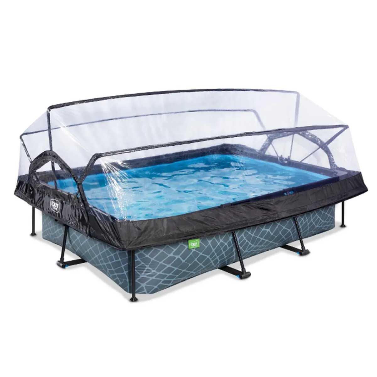 Hot EXIT - Piscina Stone rectangular gris con cúpula y bomba de filtro 300 x 200 x 65 cm Piscinas|Juguetes De Verano
