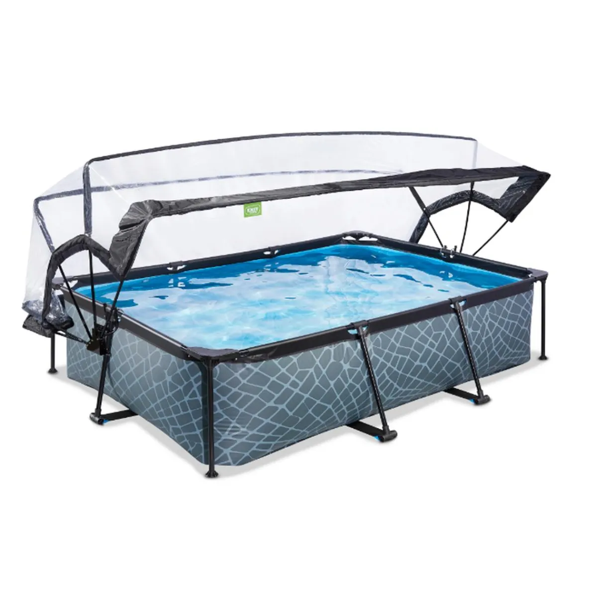 Hot EXIT - Piscina Stone rectangular gris con cúpula y bomba de filtro 300 x 200 x 65 cm Piscinas|Juguetes De Verano