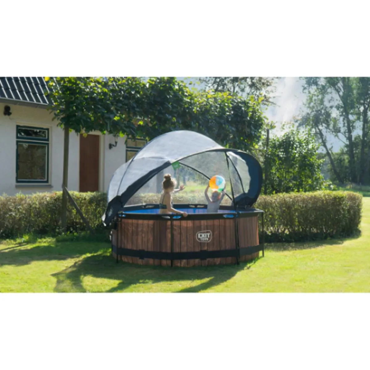 Discount EXIT - Piscina Stone redonda 244 cm con cúpula y bomba de filtro Piscinas|Juguetes De Verano