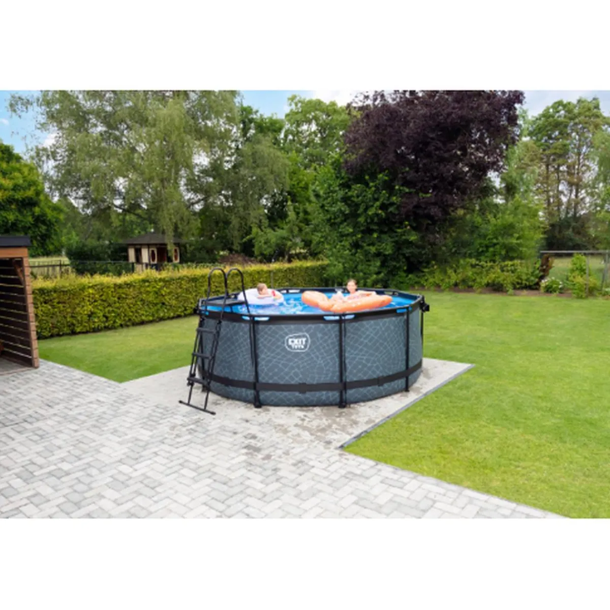 EXIT - Piscina Stone redonda 360 cm con escalera y bomba de filtro*Exit Toys Sale