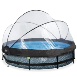 Best EXIT - Piscina Stone redonda 360 cm con cúpula y bomba de filtro Piscinas|Juguetes De Verano